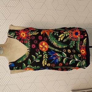 Violet + Claire Black Floral Sleeveless V-Neck Blouse | Women's Size Medium